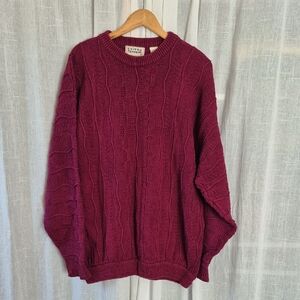 Vintage Cotton Traders Cozy Cable Knit Sweater - Burgundy